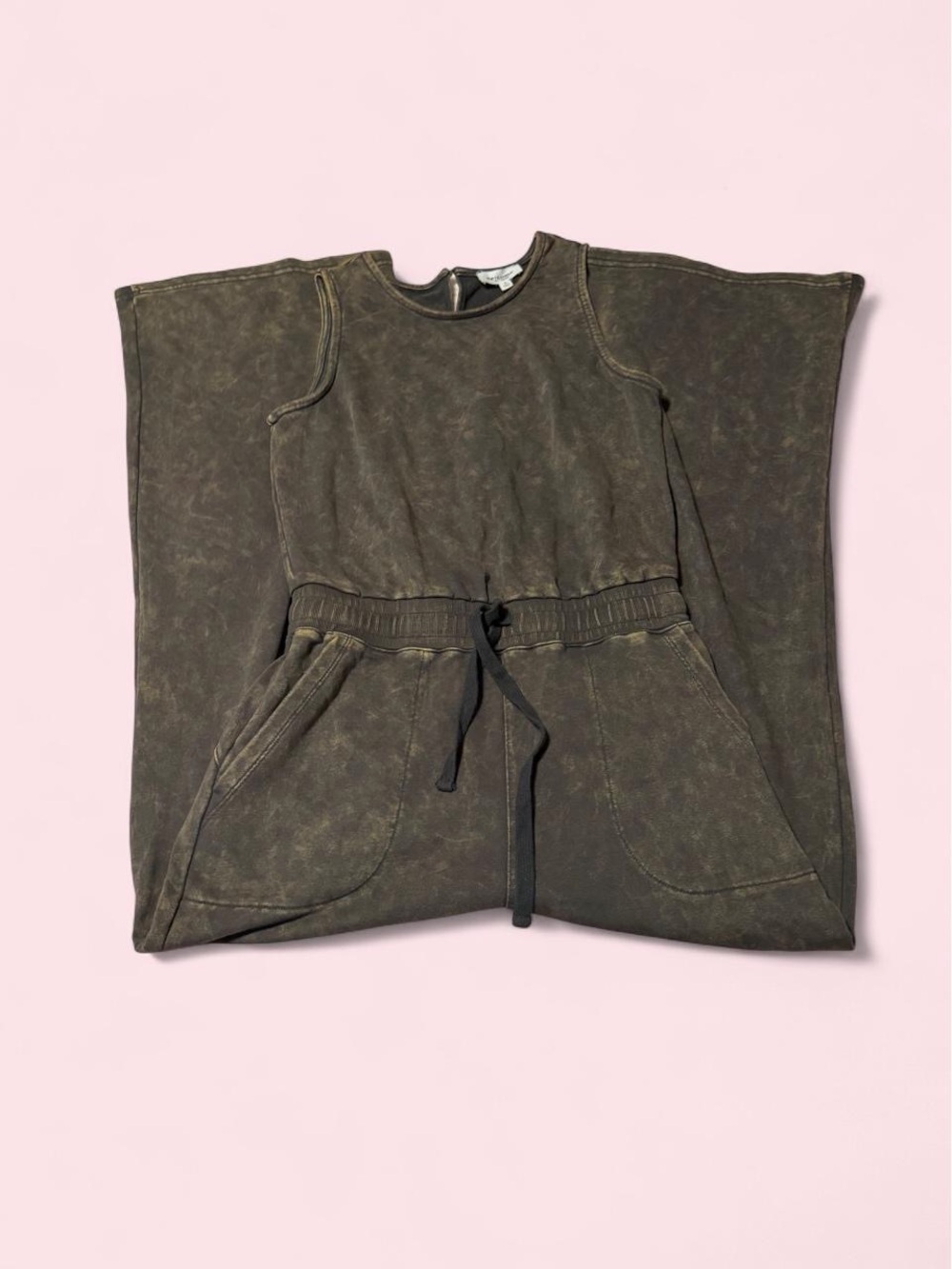 eesome black Mineral Wash Utility Jumpsuit with Drawstring